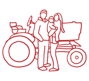 young farm family with tractor